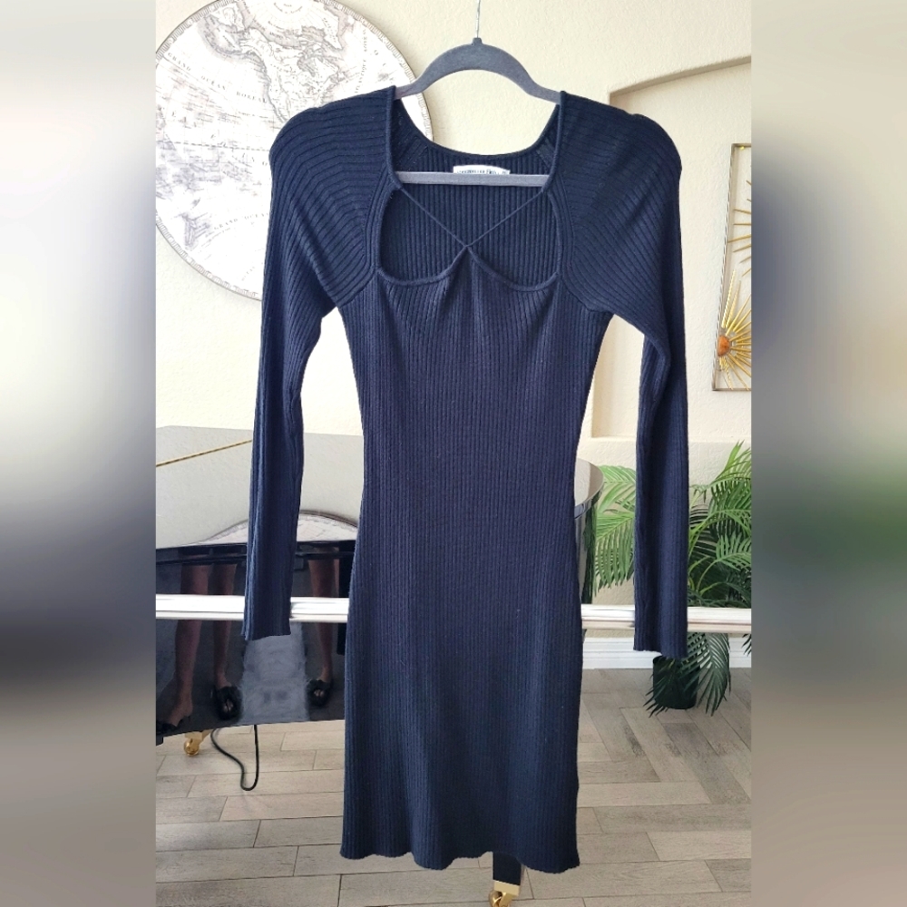 Long-sleeve mini sweater dress